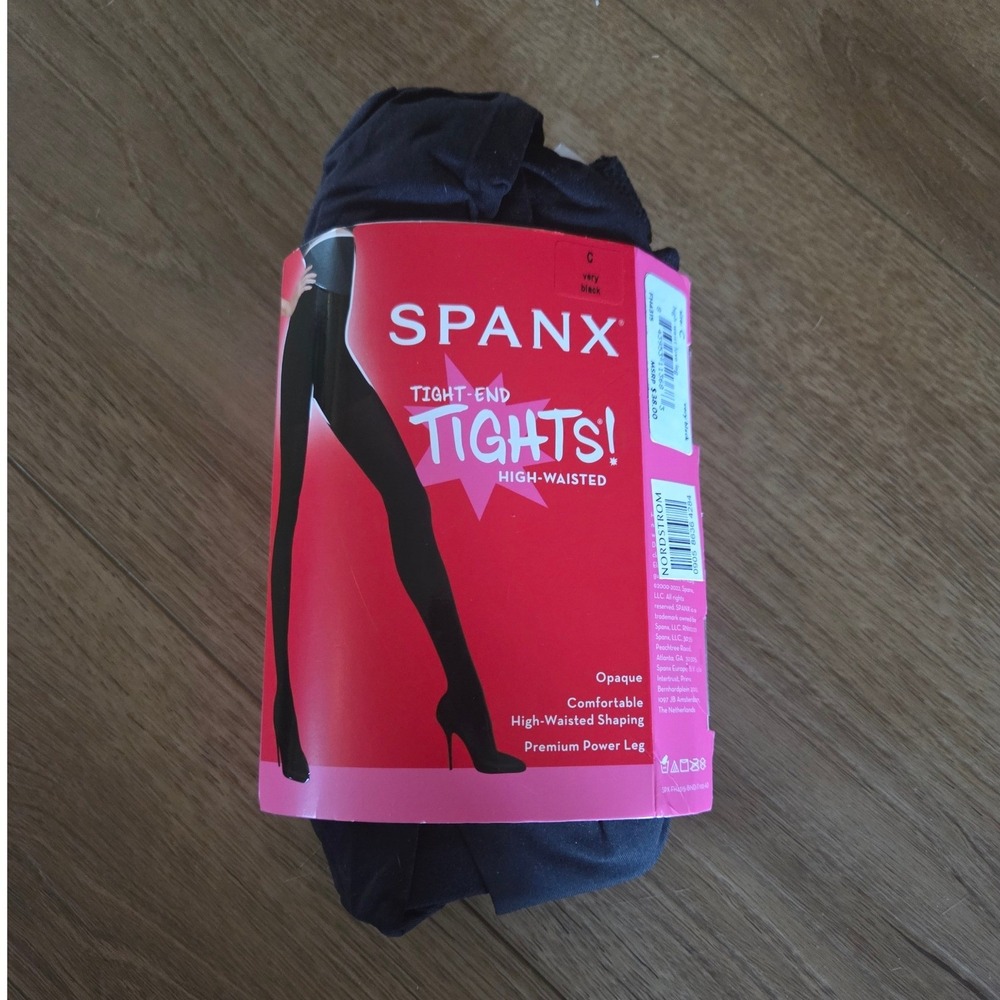 Spanx Tight-End Tights High-Waisted Very Black Opaque Shaping FH4315 Size C NEW